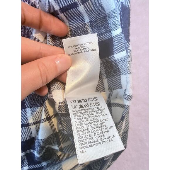 Lucky Brand Mens Medium Flannel Plaid Long Sleeve Shirt Western Blue - Picture 7 of 9